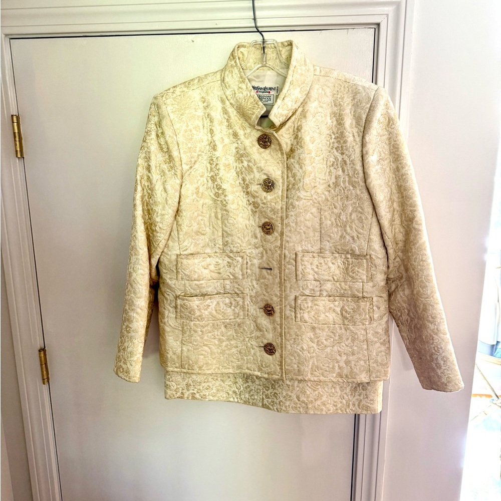 Yves St Laurent Vintage Cream Brocade suit